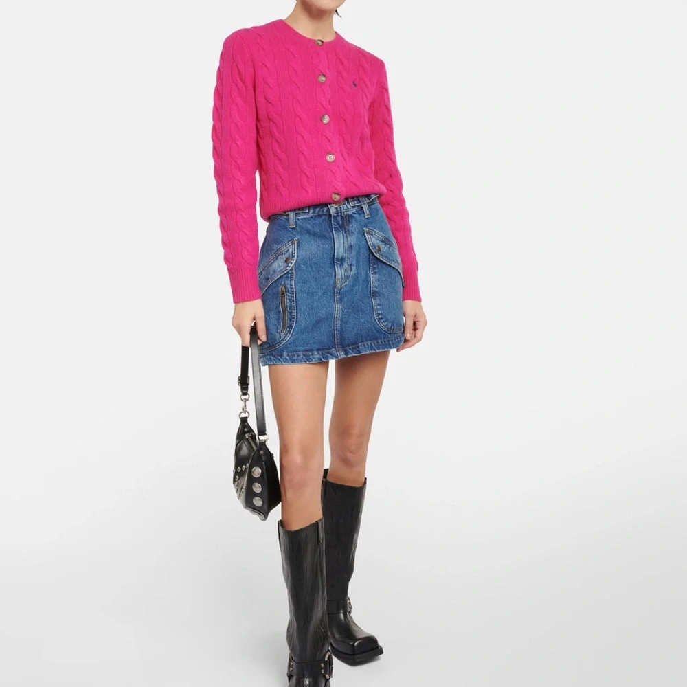 Re/Done Racer Denim Cargo Mini Skirt Moto Speedway Size‎ 27